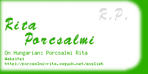 rita porcsalmi business card